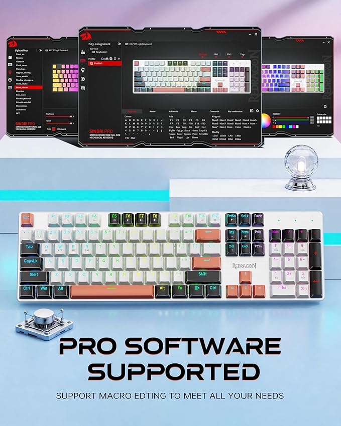Redragon Wireless Mechanical Gaming Keyboard, Tri Mode BT/2.4G/USB-C Hot - Image 5