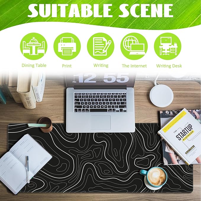 Desk Mat, Topographic Contour Large Gaming Mouse Pad - Image 3