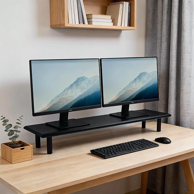 Bamboo Dual Monitor Stand Riser - Image 6