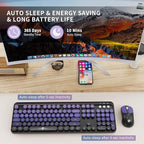 Wireless Keyboard and Mouse Combo, 104 Round Keys Cute Colorful Keyboard and - Image 5