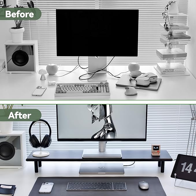 Bamboo Dual Monitor Stand Riser - Image 4