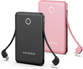 2-Pack 6000mah Ultra Slim Built in Cables Power Bank, Card Size Built in USB C by MIISSO