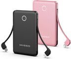 2-Pack 6000mah Ultra Slim Built in Cables Power Bank, Card Size Built in USB C by MIISSO
