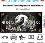 Cute Kawaii Raven Desk Mat XXL Large Extended Gaming Mouse Pad Nature Forest - Image 3