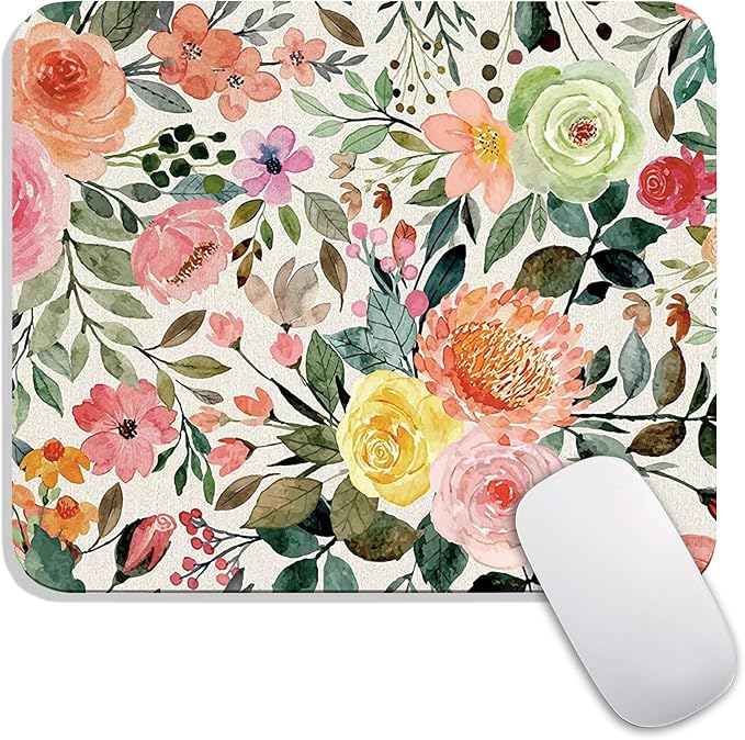 Square Mouse Pad Watercolour Floral, Personalized Premium-Textured Custom Mouse by Armanza
