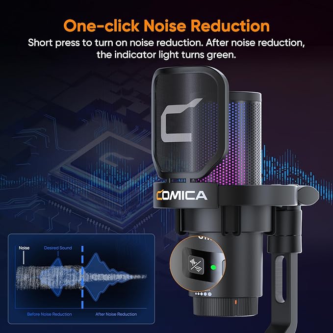 COMICA EJoy Uni Pro Wireless Gaming USB Microphone, Noise Cancellation RGB - Image 4