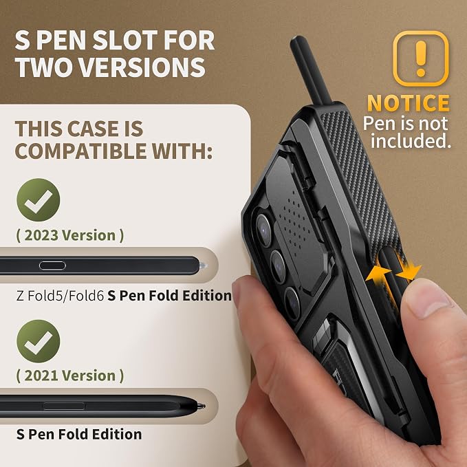 TONGATE for Z Fold 6 Case with Ring Stand, Built-in S Pen Holder & Glass Screen - Image 4