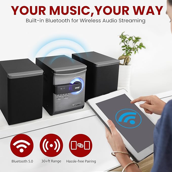 Pyle Home Stereo Shelf System - 30W Wireless BT Streaming - Image 3