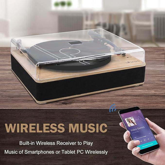 Vinyl Record Player 3-Speed Belt-Drive Turntable - Image 5