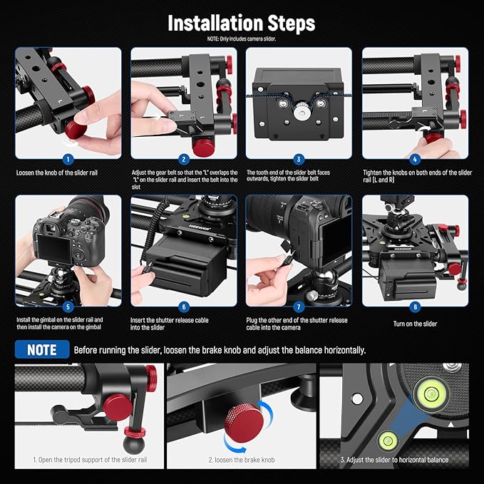NEEWER 47.2”/120cm Motorized Camera Slider, App Wireless Control Carbon Fiber - Image 8