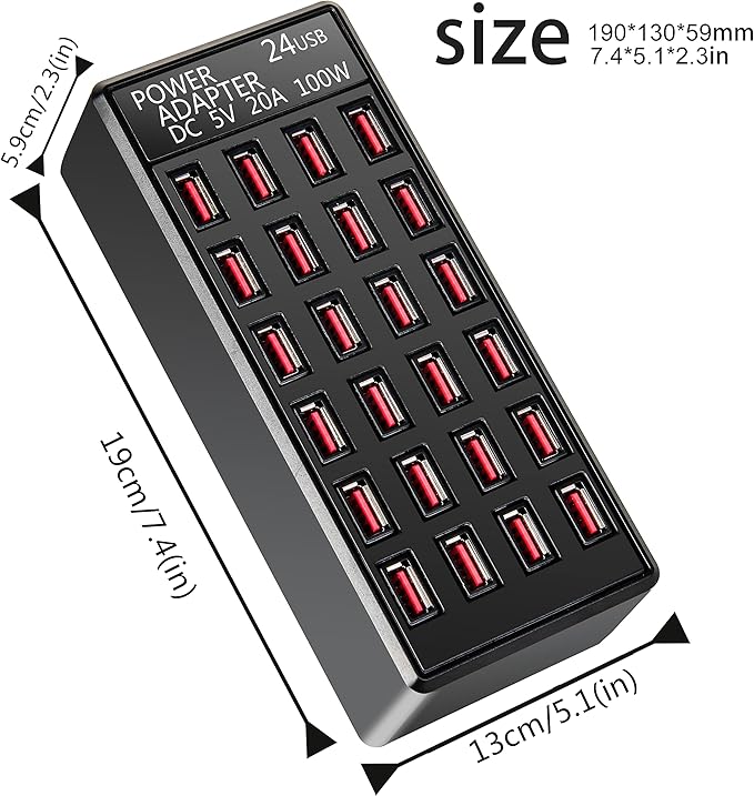 100w 24 Port, USB Fast Charging Station, Travel Desktop USB Rapid Charger - Image 3