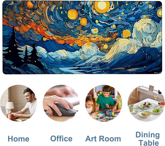Large Mouse Pad Starry Sky Gaming Desk Pad Computer Keyboard Non-Slip - Image 5