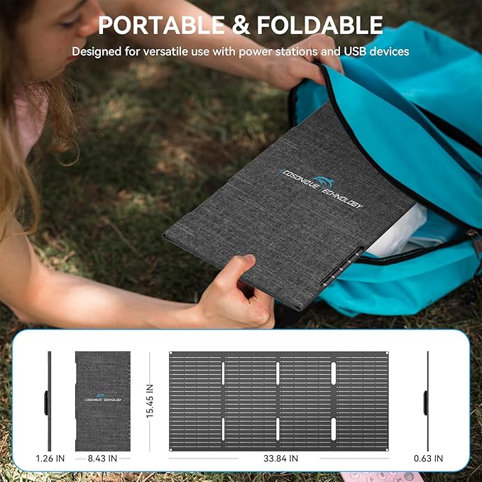 Ecosonique 60W Portable Foldable Solar Panels Charger Fast Charging - Image 4