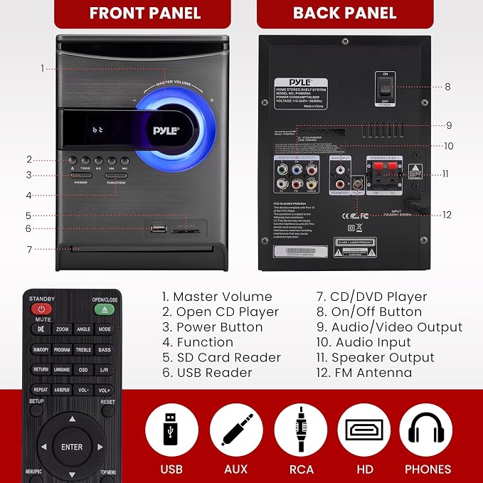 Pyle Home Stereo Shelf System - 30W Wireless BT Streaming - Image 2