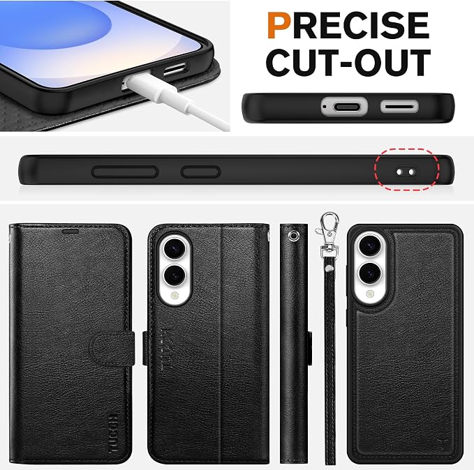 TUCCH Wallet Case for Galaxy S25 Edge, Wrist Strap RFID Blocking PU Leather - Image 8