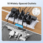 TROND Surge Protector Power Strip, Flat Plug 15ft Long Extension Cord, 10 - Image 5