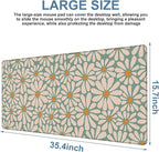 Retro Daisy Flowers Gaming Mouse Pad 3mm Thick Stitched Edge Waterproof - Image 3