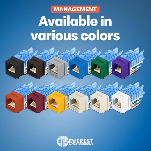 Everest 45° Angled RJ45 Cat5e Keystone Jacks 20-Pack in Blue - Image 9