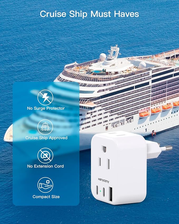 European Travel Plug Adapter for International, HANYCONY Italy Spain Power - Image 5