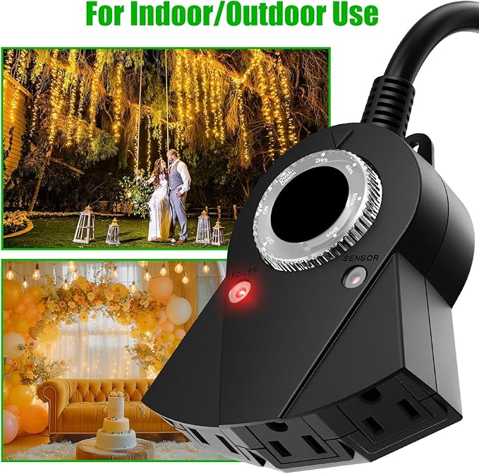 Outdoor Light Sensor Timer, 24 Hours Heavy Duty Waterproof Outlet Timer - Image 6