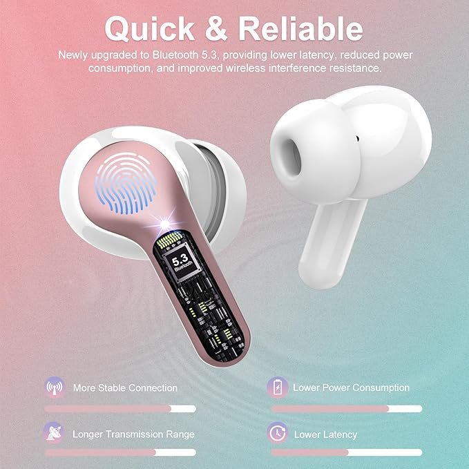Wireless Earbuds, IP7 Waterproof in Ear Earphones, LED Display Ear Buds - Image 2