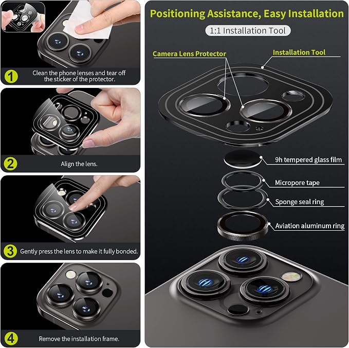 WSKEN for iPhone 14 Pro/iPhone 14 Pro Max Camera Lens Protector, HD Tempered - Image 2
