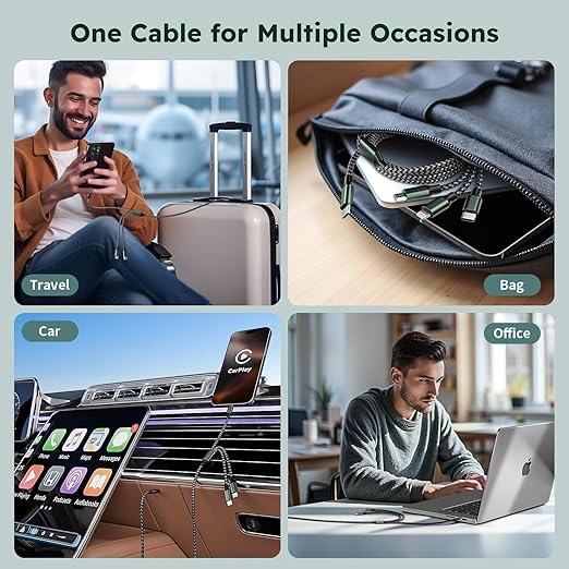 3 in 1 USB C to Multi Charging Cable, Travel Charger Cables - Image 4
