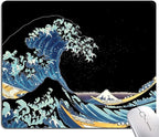 Japanese Sea Wave Mouse Pad, Square Mouse Mat Waterproof Non-Slip Rubber Base by SANWUMIAN