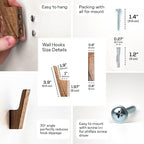 Wall Hooks - Set of 4 - Dark Walnut or Light Ash Wood Coat Hooks - Image 8