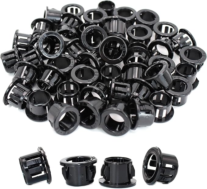1/2" Black Snap-in Knockout Insulating Bushing Grommets, Plastic Cable Hole by EASYEAH