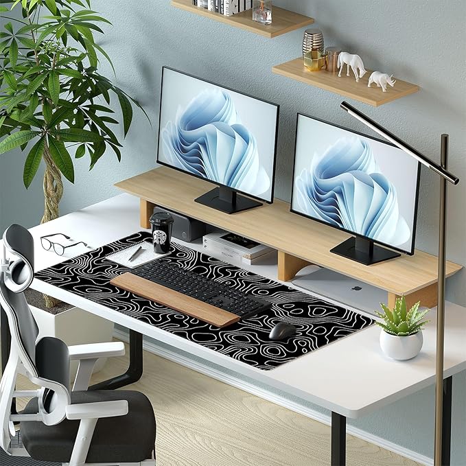 Black and White Topographic Map Gaming Mouse Pad - Image 6