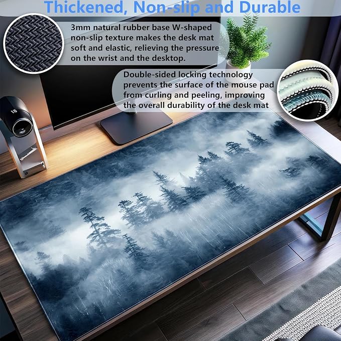 Forest Nature Scenery Mountain Desk Pad Extra Large 31.5"x15.7" Gaming Mouse - Image 3