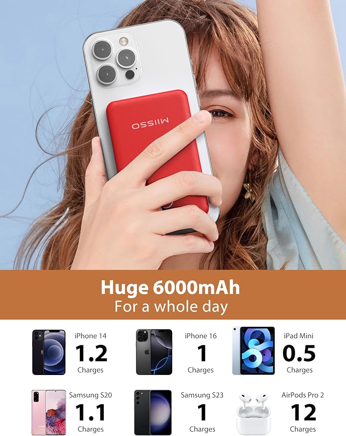 6000mah Ultra Slim Built in Cables Power Bank, Card Size Built in USB C Cords - Image 3