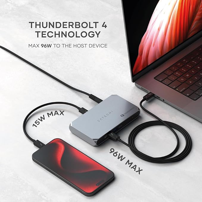 Satechi Thunderbolt 4 Dock Slim Hub Pro, USB C 100W Charging, Single 8K or Dual - Image 4