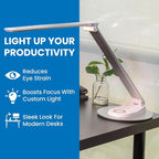 Mount-It! LED Desk Lamp with Wireless Charger and USB-C Charging Port, Dimmable - Image 3