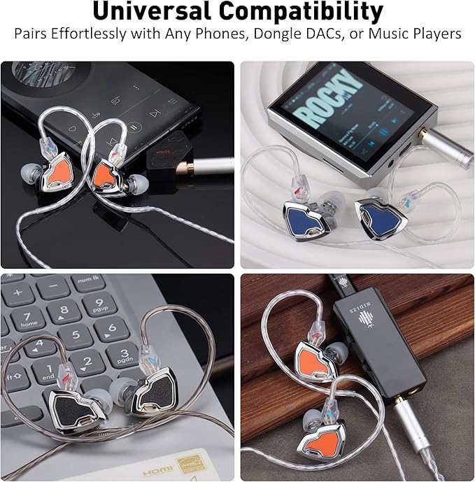MS2 PRO in-Ear Monitor, 10.2mm Dual-Magnetic Drivers 1DD+1BA Hybird IEMs Wired - Image 5