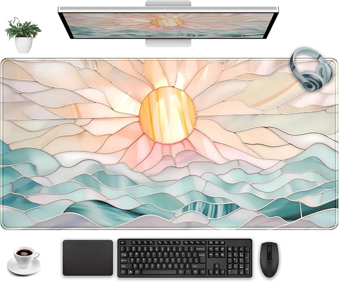 Desk Mat Gaming Desk Pad Large Mouse and Keyboard Pad, Abstract Serene Ocean by Unknown