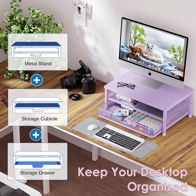 Desk Organizers and Accessories, 2-Tier Computer Monitor Stand Riser - Image 7