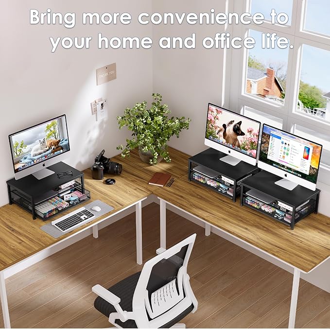 Desk Organizers and Accessories, 2-Tier Computer Monitor Stand Riser - Image 7