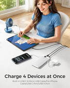 VEGER Portable Charger with Built-in AC Plug and Cables, All in One 10000mAh - Image 3