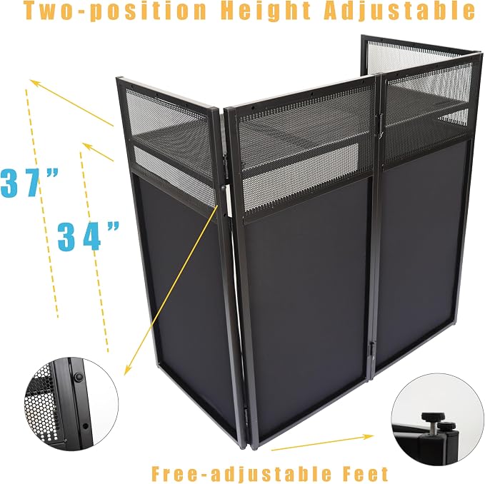 Portable DJ Booth DJ Facade DJ Table Station Two-position Height Adjustable - Image 2