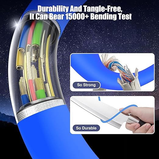 3-Pack Blue 60W USB C to USB C Cable, Type C Fast Charging Cable - Image 4