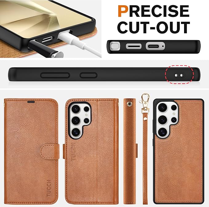 TUCCH Wallet Case for Galaxy S25 Ultra, Removable 2 in 1 RFID Blocking Wrist - Image 8