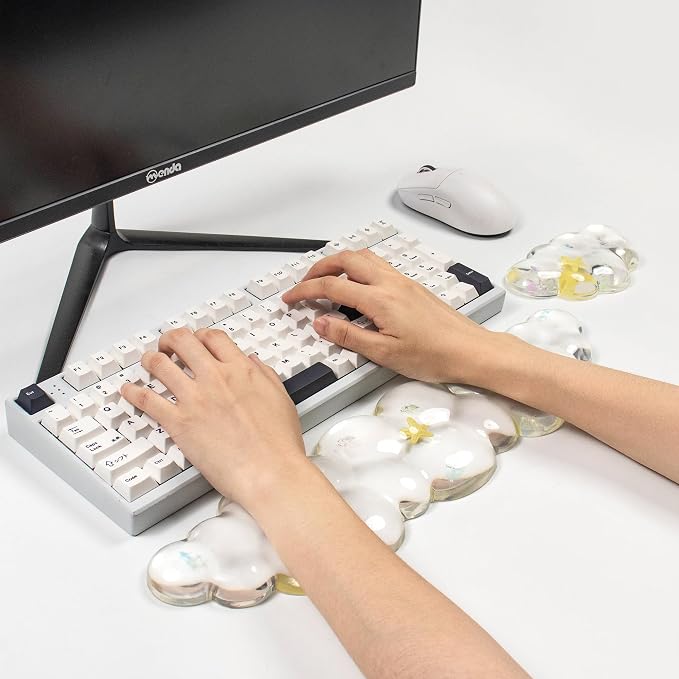 Gel Keyboard and Mouse Wrist Rest Set – Clear Cloud Wrist Rest - Image 3