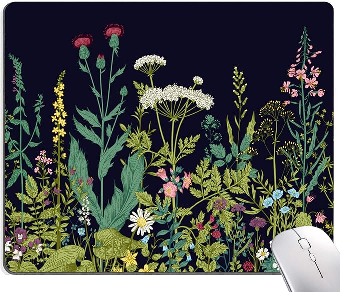 Floral Mouse Pad, Square Waterproof Non-Slip Rubber Base Mouse Pad by DUADELI