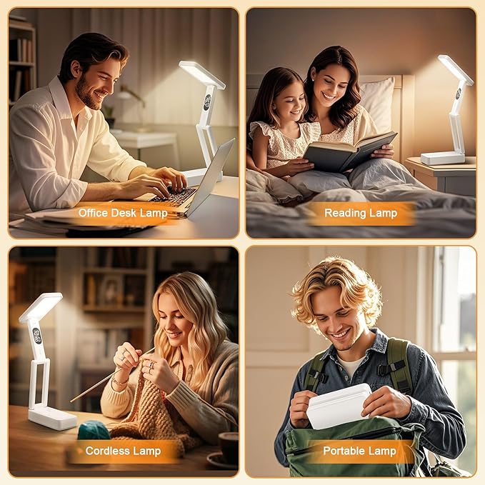 Small Desk Lamp, 10000mAh Battery Operated Lamp, 3 Colors+Dimmable Desk Light - Image 7
