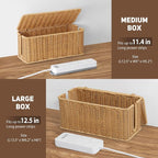 2Pack Large Cable Management Box, Handwoven Imitation Rattan Cord Organizer - Image 3