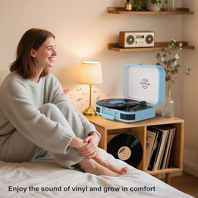 VINYLS LINK Vinyl Record Player 3 Speed ​​Bluetooth Turntable Belt Drive LP - Image 2