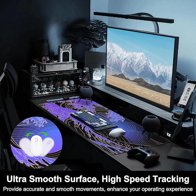 Mouse Pad, Large Ocean's Crest Leap Desk Mat, Extended Non-Slip Gaming Keyboard - Image 5