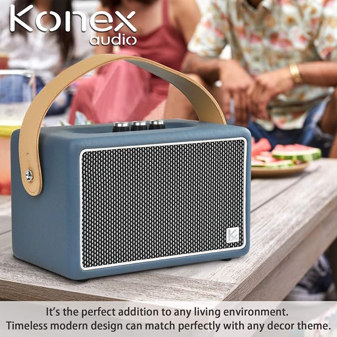 Vintage Bluetooth Speakers, KONEX 40W Leather Portable Wireless Speaker - Image 8